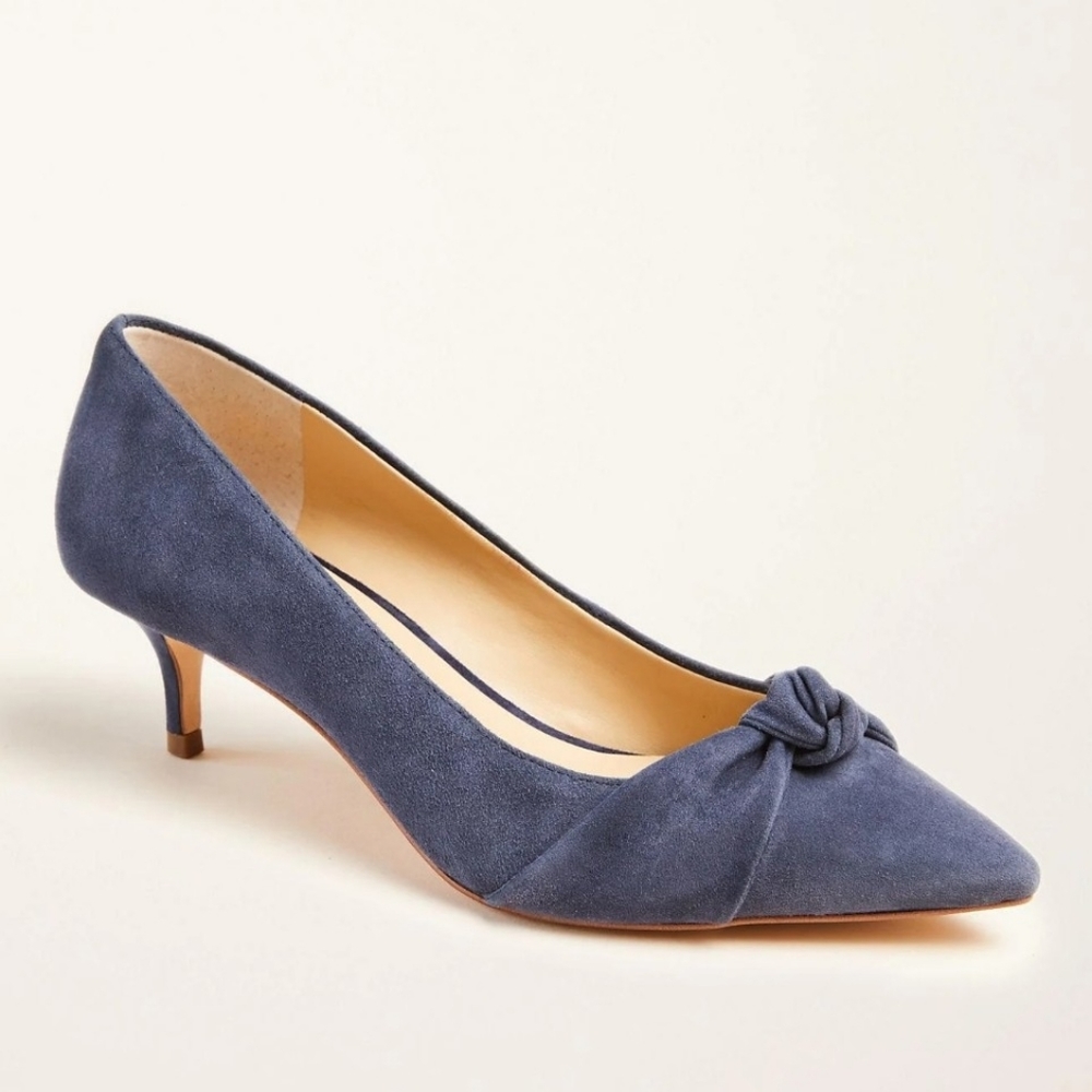 Ann Taylor Reese Navy Suede Kitten Heel Pump